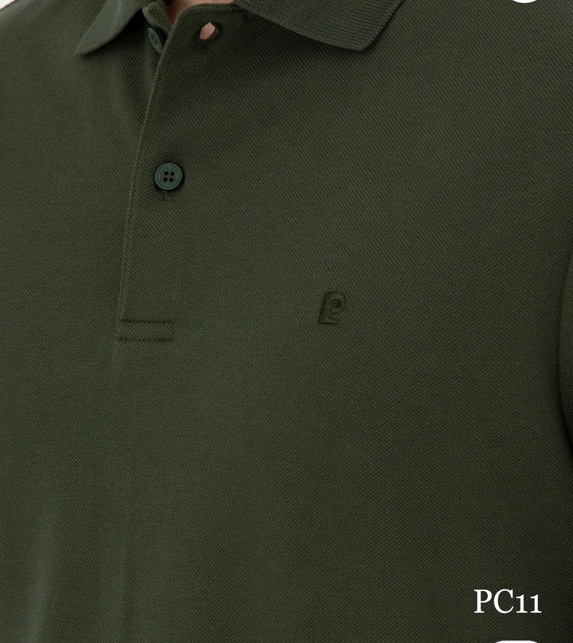 Pierre Cardin - Basic - Long Sleeve - Olive - Slim Fit Polo