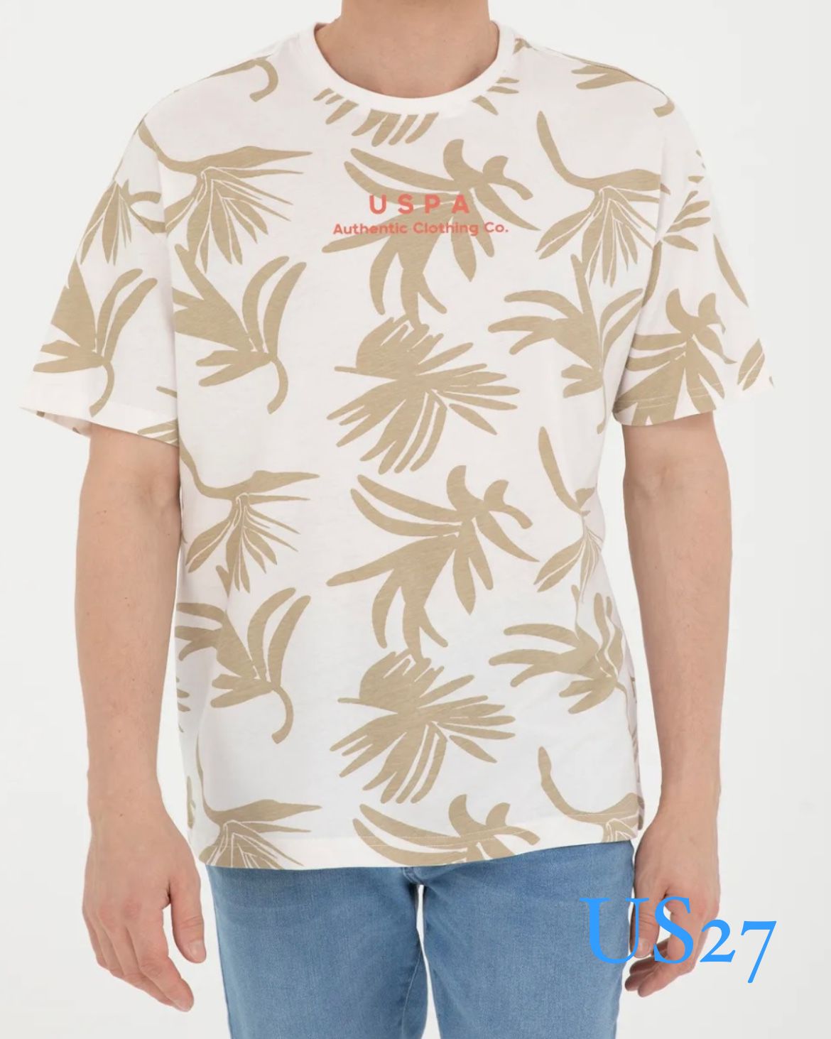 U.S.P.A - Palms Design - Beige Regular T-Shirt