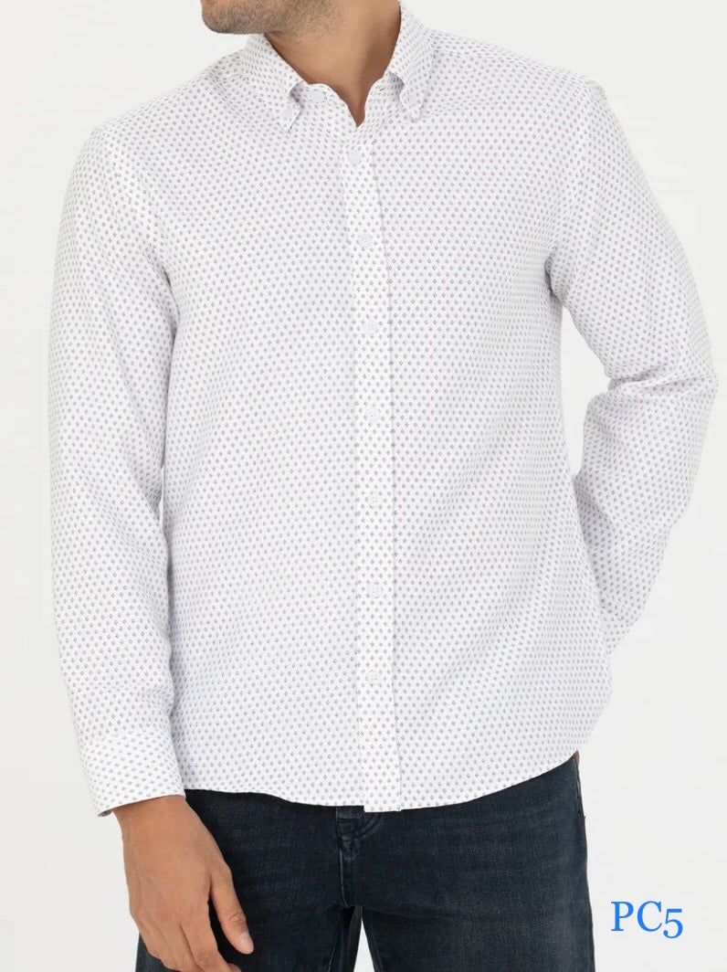 Pierre Cardin - Dots - White - Slim Fit Shirt