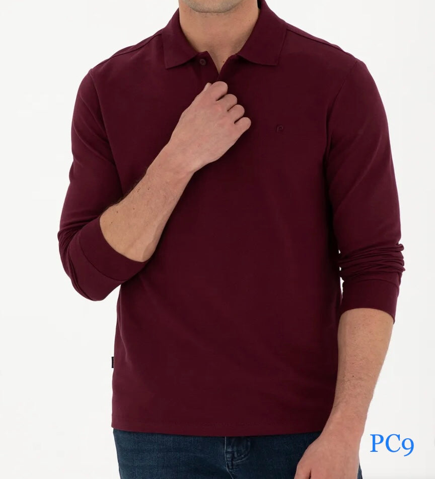 Pierre Cardin - Basic - Long Sleeve - Wine - Slim Fit Polo