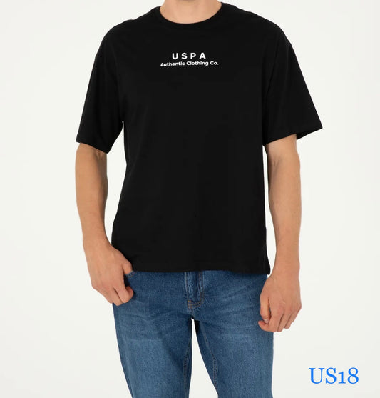 U.S.P.A - Centre Logo - Black Regular Fit T-Shirt